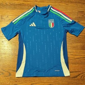 Nwot Adidas Blue Italy Soccer Jersey with Stripes